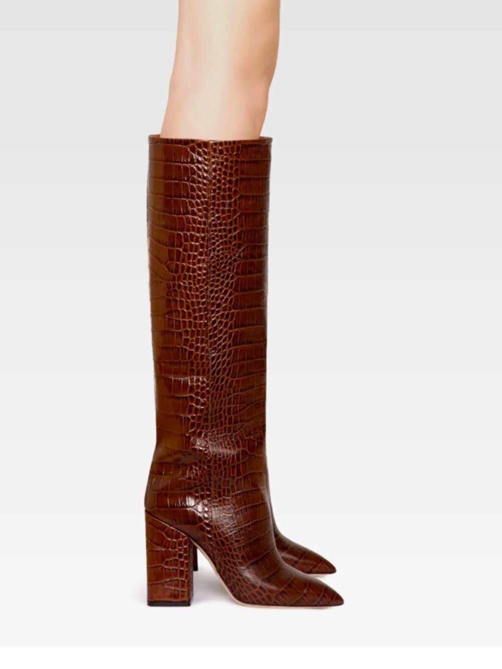 Anja 100 MM Crocodile-Embossed Leather Boots
